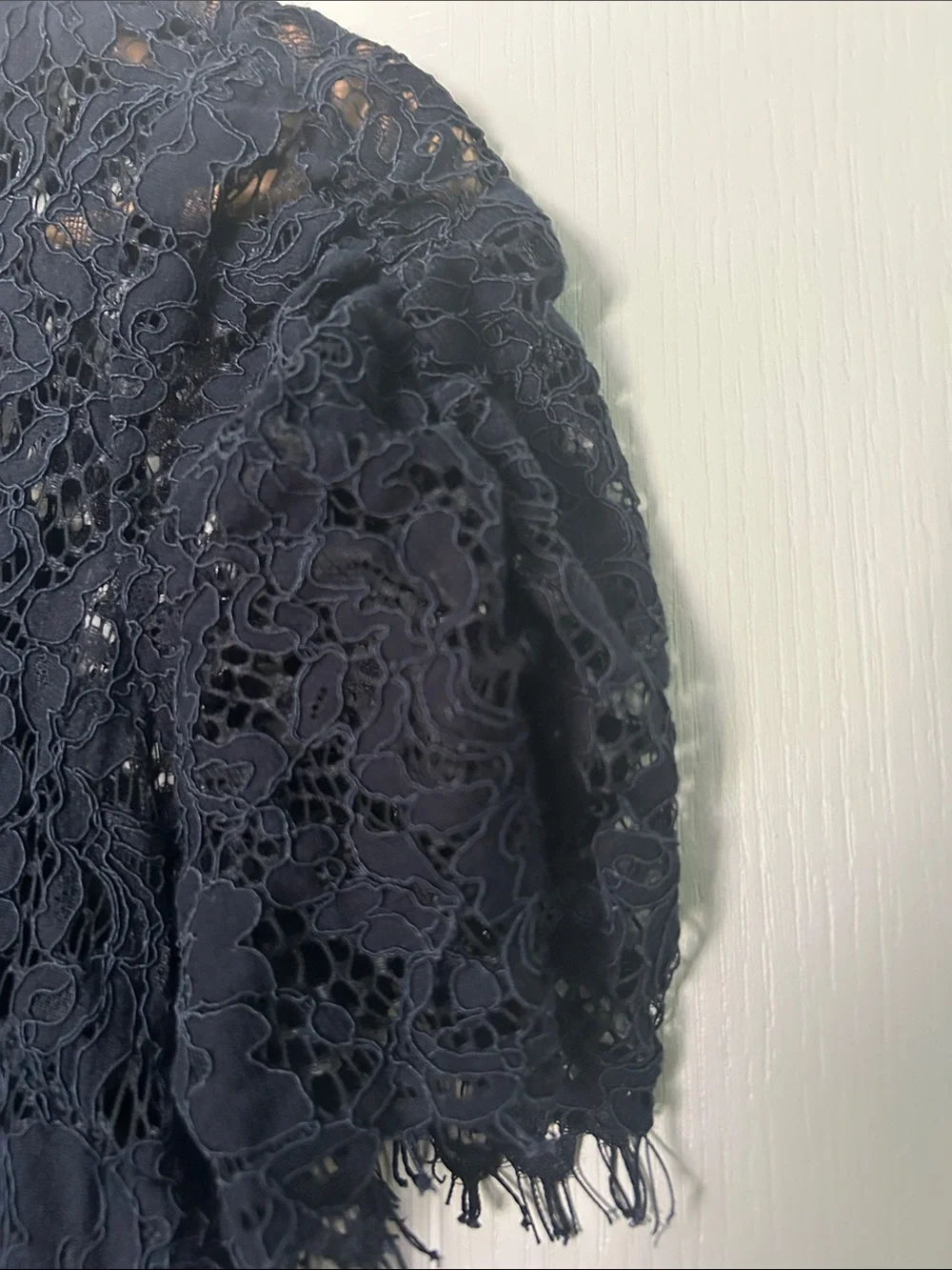 Blue Lace Short-Sleeve Shift Dress - Picture 4 of 5